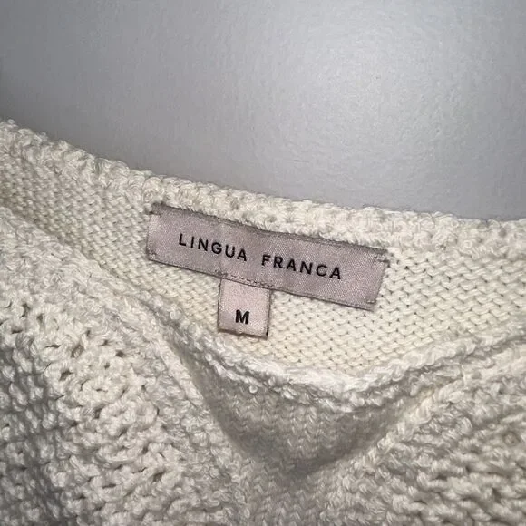 Lingua Franca Women’s Crochet Cotton Flower Tank Ivory Size Medium - Picture 4 of 5